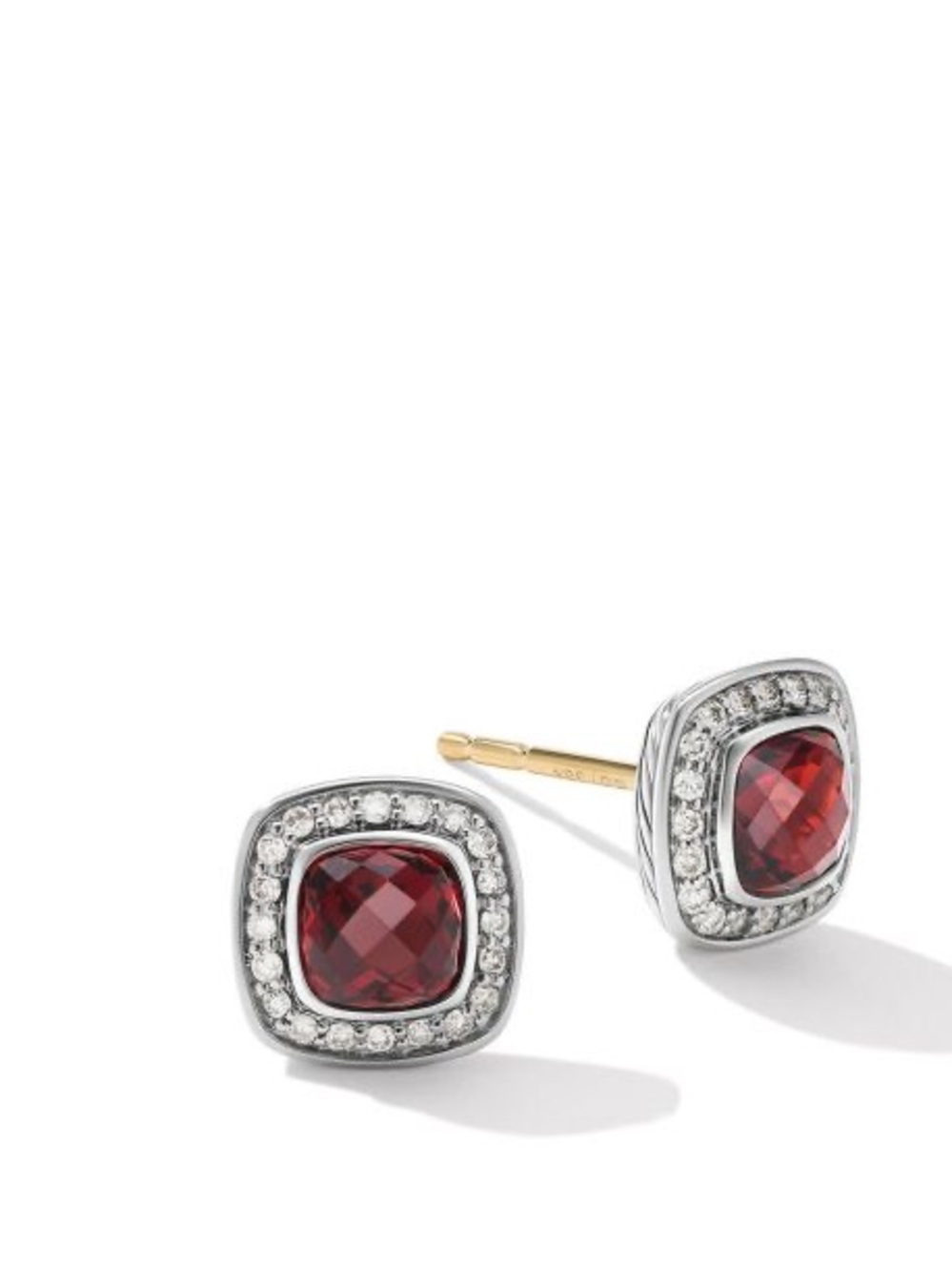 David Yurman Petite Albion Stud Earrings with Garnet and Pave Diamonds